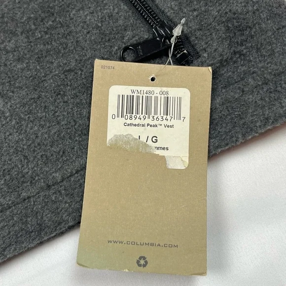 Columbia Salt Water Sportsman Mens Fleece Vest Sz Large Dark Grey Full Zip B7 - Picture 4 of 7